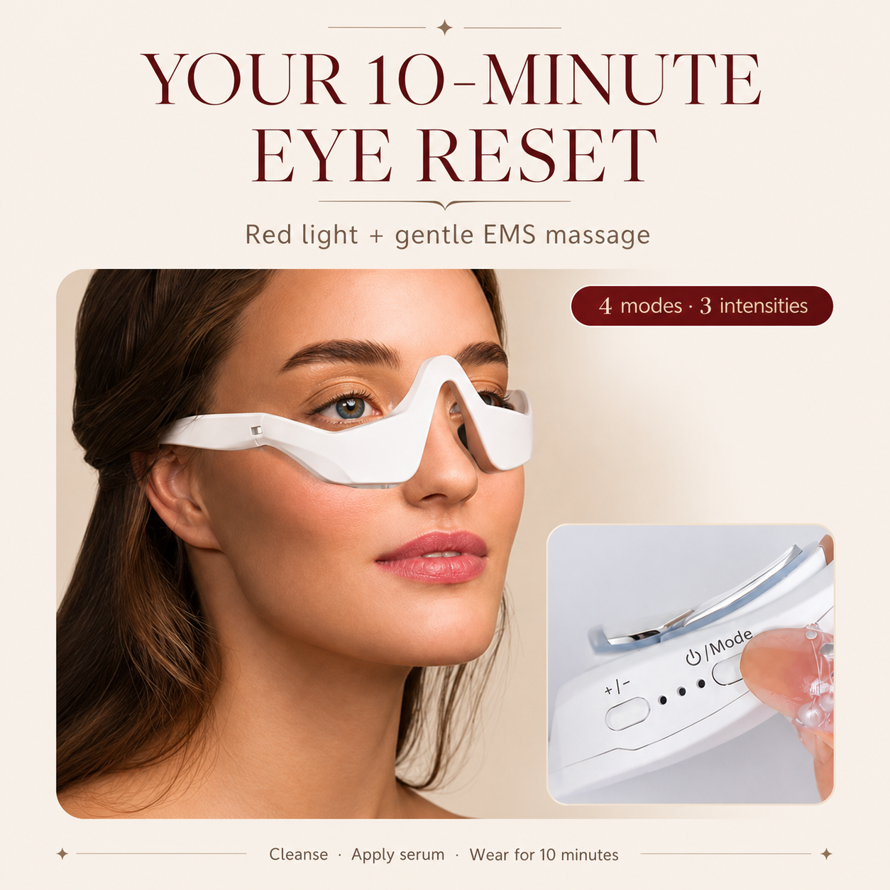 Red Light Eye Lift worn around the eyes
